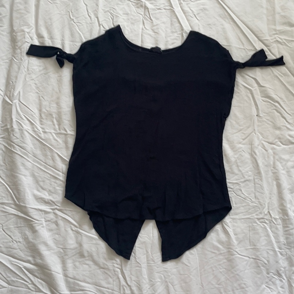 Black Button Back Blouse